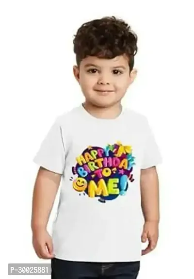 Stylish White Polyester Printed Tees For Boys