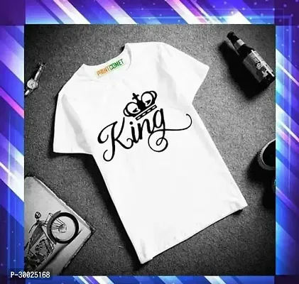 Stylish White Polyester Printed Tees For Boys