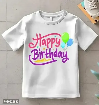 Stylish White Polyester Printed Tees For Boys