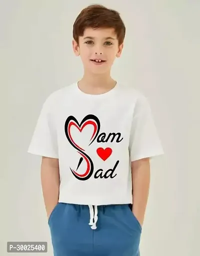 Stylish White Polyester Printed Tees For Boys