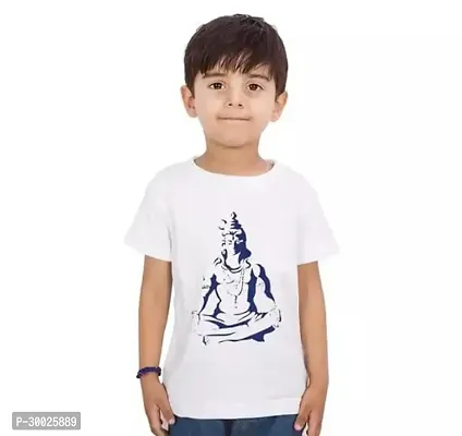 Stylish White Polyester Printed Tees For Boys