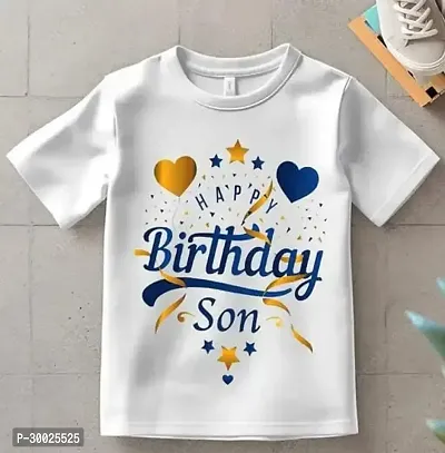 Stylish White Polyester Printed Tees For Boys