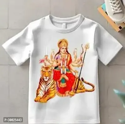 Stylish White Polyester Printed Tees For Boys