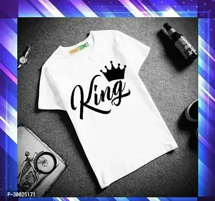 Stylish White Polyester Printed Tees For Boys