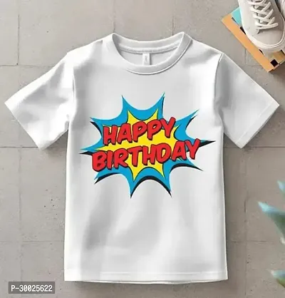 Stylish White Polyester Printed Tees For Boys-thumb0