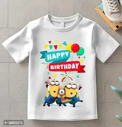 Stylish White Polyester Printed Tees For Boys