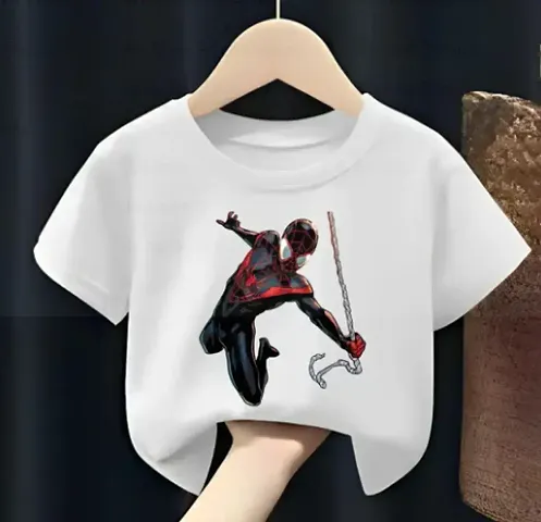 Stylish White Polyester Printed Tshirt For Boys