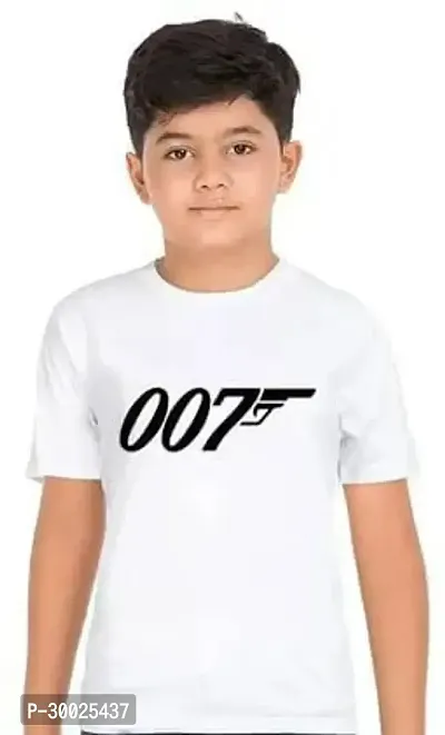 Stylish White Polyester Printed Tees For Boys