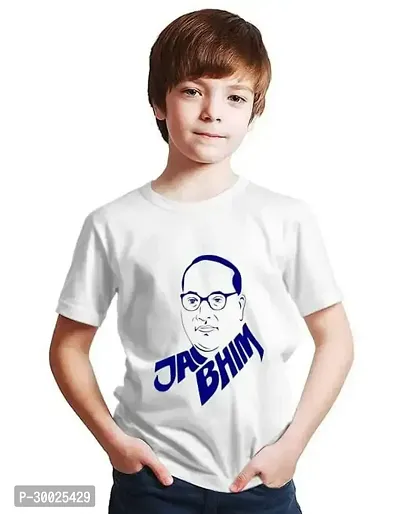 Stylish White Polyester Printed Tees For Boys