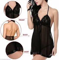 Stylish Black Net Lace Baby Dolls For Women-thumb2