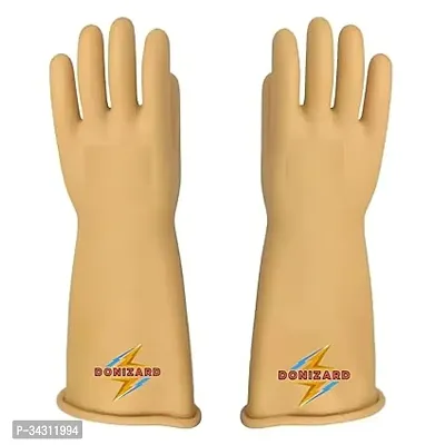 Vidyut 11000 KVA Safety Electrical Insulated Latex Rubber Seamless Handle Gloves 14 inch (355mm, Yellow) Pack of 1 Pair-thumb0