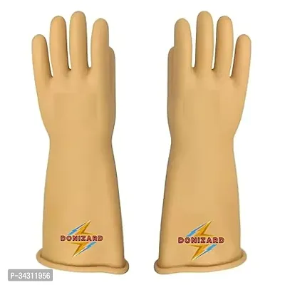 Vidyut 11000 KVA Safety Electrical Insulated Latex Rubber Seamless Handle Gloves 14 inch (355mm, Yellow) Pack of 1 Pair