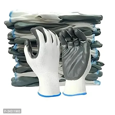 SSWW Anti Cut Safety Hand Gloves Pvc Coated Grey White Nylon Safety Gloves (Pack Of 24 Pairs)