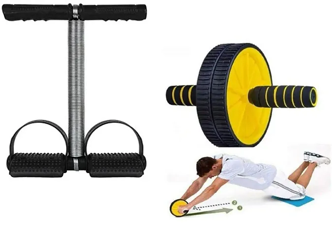 Combo AB Wheel with Single Black Steel Tummy Trimmer