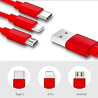 Ultimate Zone Multi Charging Cable, 3 in 1 Nylon Braided Fast Charging Cable for iPhone Micro USB Type C Mobile Phone | Colour May Vary |-thumb1