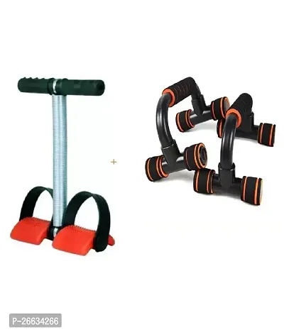 Single spring tummy trimmer men and women for Abs workout stomach exercise machine and Push Up Bar Stand For Gym  Home Exercise (Multicolor)