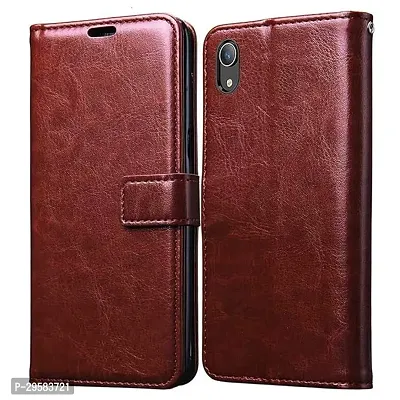 Vivo Y90 Vintage Series Leather Wallet Flip Case-thumb0