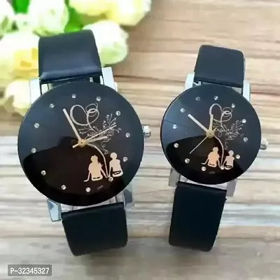 Stylish Analog Couple Watches- 2 Pieces-thumb0