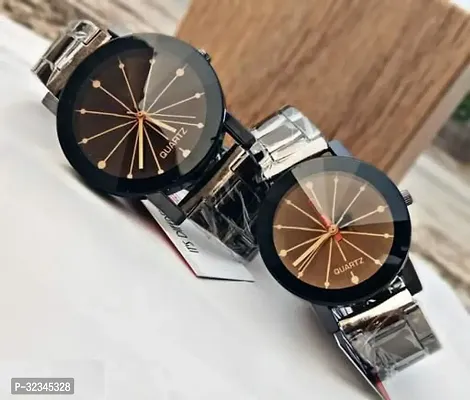 Stylish Metal Analog Couple Watches- 2 Pieces-thumb2