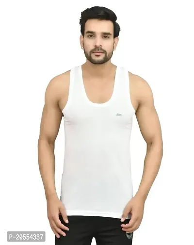 UNDERLOOP Aristo White RN Vest/Cotton Vest/FINE Combed Cotton Vest Pack of 4