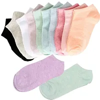 UNDERLOOP Women's Cotton Breathable Ankle Length Socks | Multicolor Comfortable, Colorful Without Thumb Sneaker Socks For Girl's (PACK OF 5)-thumb3