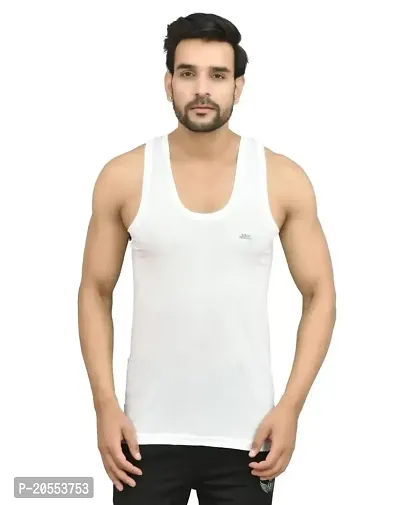 UNDERLOOP Aristo White RN Vest/Cotton Vest/FINE Combed Cotton Vest Pack of 8
