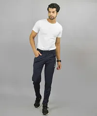 UNDERLOOP Blue Stylish Latest Men Slim Fit Lycra Blend Trousers Pajamas for Gym, Yoga and Running A Perfect Style for Indoor and Outdoor.-thumb4