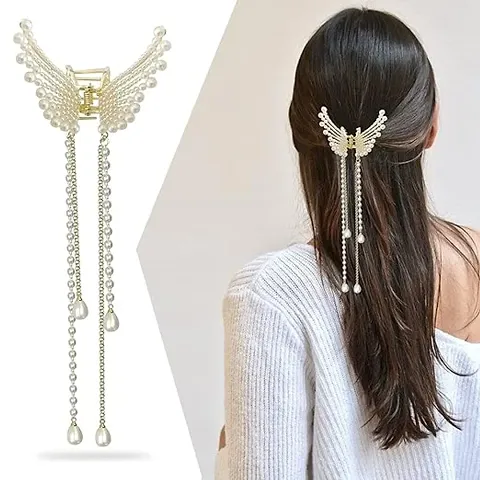 Kiddie Women's Hair Clip, Girls' Stone Accessory - Wedding Claw, Butterfly Hair Clip, Hair Clutcher Metal Pearl Clip