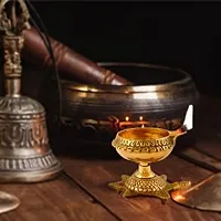 Brass Kubera Akhand Diya Oil Lamp with Turtle Stand for Pooja Room-thumb2