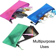 5-Pcs Zipper Pouch Pen Pencil Stationary Case Travel Document Holder and Cosmetics Bag-thumb2