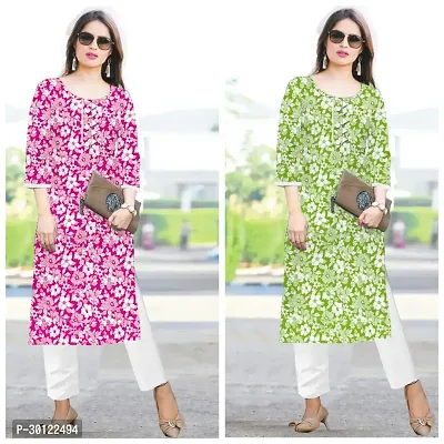 Stylish Multicoloured Cotton Kurta Bottom Set For Women Pack Of 2-thumb0