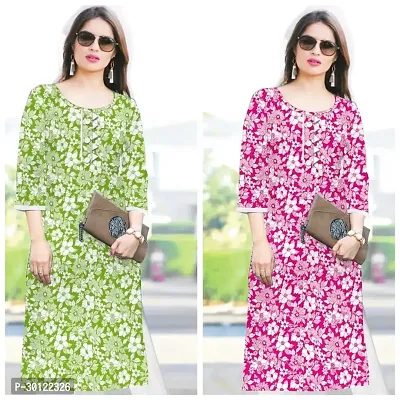 Stylish Multicoloured Cotton Kurta For Women Pack Of 2