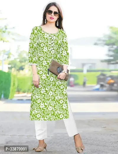 Stylish Khadi Cotton Printed Stitched Kurta For Women-thumb0