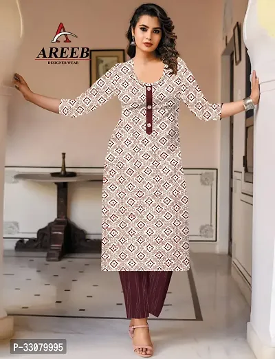 Stylish Khadi Cotton Printed Stitched Kurta For Women-thumb0