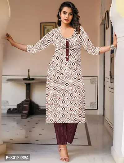 Stylish Off White Cotton Kurta Bottom Set For Women-thumb0