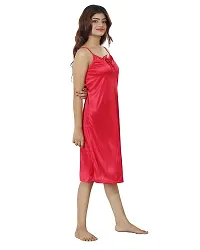 Nivcy Women Satin Comfortable Nightwear Knee Length Nighty (True Red)-thumb3