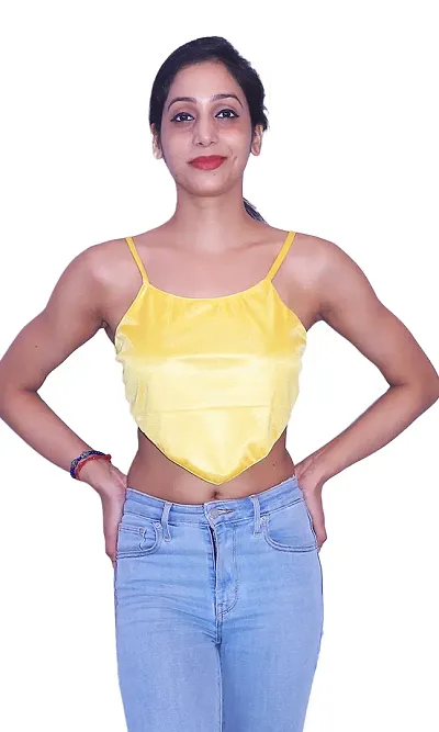 Stunning Satin Casual Sleeveless Solid Blouse Top For Women