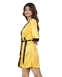 Nivcy Women Solid Satin Nightwear/Robes Yellow (Small)-thumb2