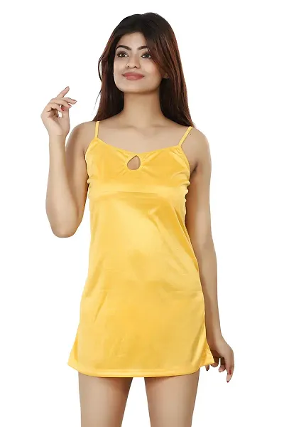 Elegant Satin Solid Nighty For Women