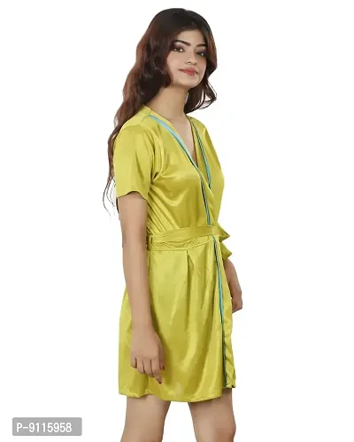 Nivcy Women Satin Robe Celery (Large) Charcoal Grey-thumb4