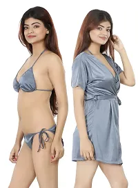 Nivcy Women Satin Nightwear Combo of Two Robe Knots  Tie-Up/Lingerie Set/ Stylish in This Nightwear from Color Slaty (XX-Large)-thumb3