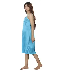 Nivcy Women Long Nighty Fabric Satin Aqure Neck/Sleeveless/Stylish Nighty/Casual Nighty/Square Neck Color Ocean Blue (Small)-thumb3