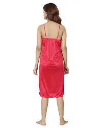 Nivcy Women Satin Comfortable Nightwear Knee Length Nighty (True Red)-thumb1