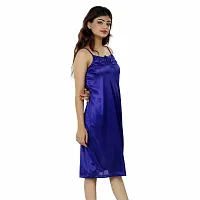 Nivcy Women Long Nighty Fabric Satin Aqure Neck/Sleeveless/Stylish Nighty/Casual Nighty/Square Neck Color Blue (X-Large)-thumb3