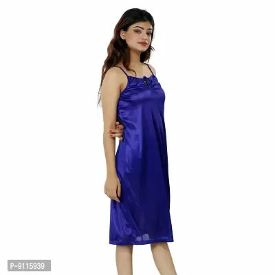 Nivcy Women Long Nighty Fabric Satin Aqure Neck/Sleeveless/Stylish Nighty/Casual Nighty/Square Neck Color Blue (X-Large)-thumb4