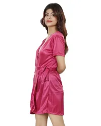 Nivcy Women Satin Robe Dark Pink (Medium)-thumb2