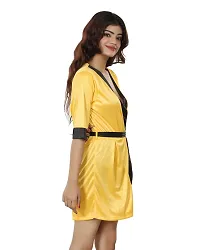 Nivcy Women Solid Satin Nightwear/Robes Yellow (Small)-thumb3