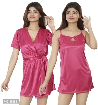 Buy Nivcy Women Satin Nightwear Combo of Two Robe Knots Tie-Up/Nighties/  Stylish Nightwear for Women's / Relaxed at Day Night Both Color Ocean Blue  Online In India At Discounted Prices