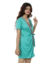 Nivcy Women Satin Robe Dark Green (Small)-thumb3