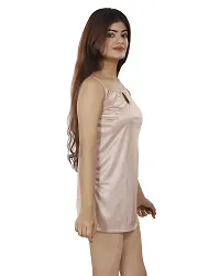 Nivcy Women Satin Comfortable Nightwear Knee Length Nighty (Beige)-thumb2